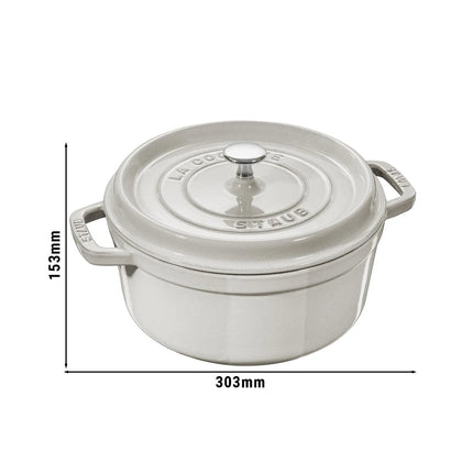 STAUB | Cocotte Round Enamelled Cast Iron Casserole Dish – Ø 240 mm – White Truffle