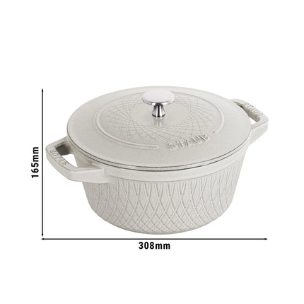 STAUB | Cocotte Round Enamelled Cast Iron Casserole Dish – Ø 240 mm – White Truffle