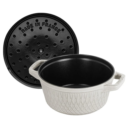 STAUB | Cocotte Round Enamelled Cast Iron Casserole Dish – Ø 240 mm – White Truffle