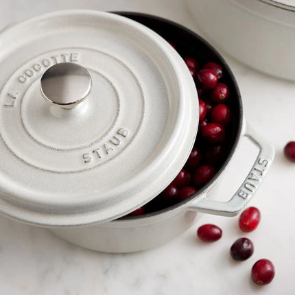 STAUB | Cocotte Round Enamelled Cast Iron Casserole Dish – Ø 240 mm – White Truffle