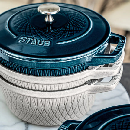 STAUB | Cocotte Round Enamelled Cast Iron Casserole Dish – Ø 240 mm – White Truffle