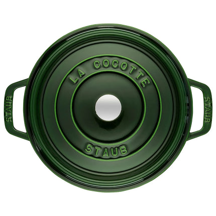 STAUB | Cocotte Round Enamelled Cast Iron Casserole Dish – Ø 260 mm – Basil Green