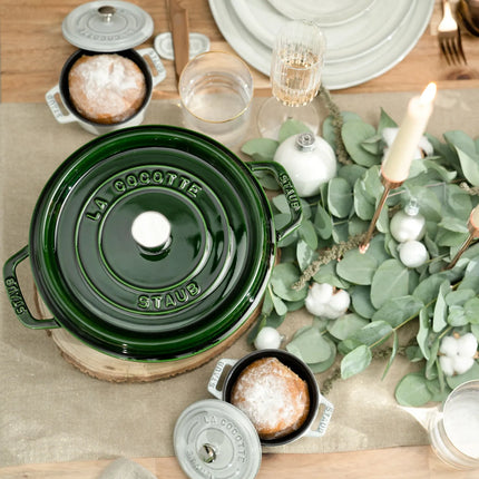 STAUB | Cocotte Round Enamelled Cast Iron Casserole Dish – Ø 260 mm – Basil Green