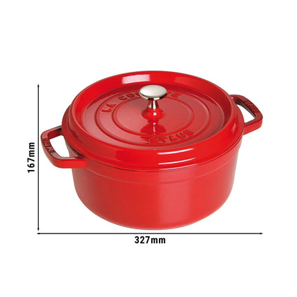 STAUB | Cocotte Round Enamelled Cast Iron Casserole Dish – Ø 260 mm – Cherry Red