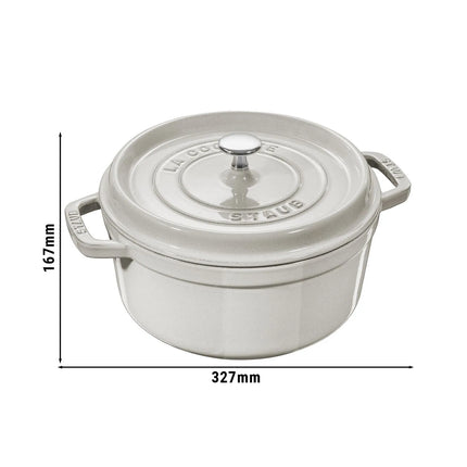STAUB | Cocotte Round Enamelled Cast Iron Casserole Dish – Ø 260 mm – White Truffle