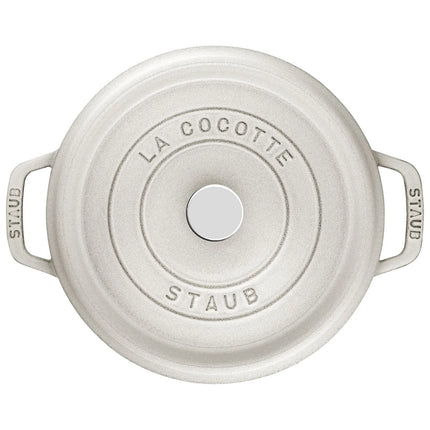 STAUB | Cocotte Round Enamelled Cast Iron Casserole Dish – Ø 260 mm – White Truffle