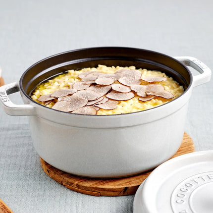 STAUB | Cocotte Round Enamelled Cast Iron Casserole Dish – Ø 260 mm – White Truffle
