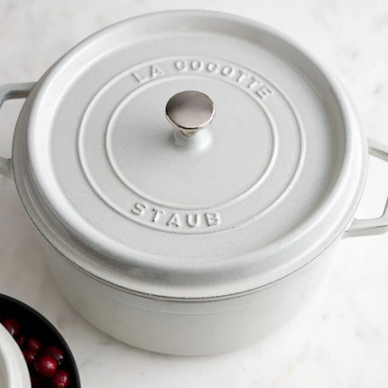 STAUB | Cocotte Round Enamelled Cast Iron Casserole Dish – Ø 260 mm – White Truffle