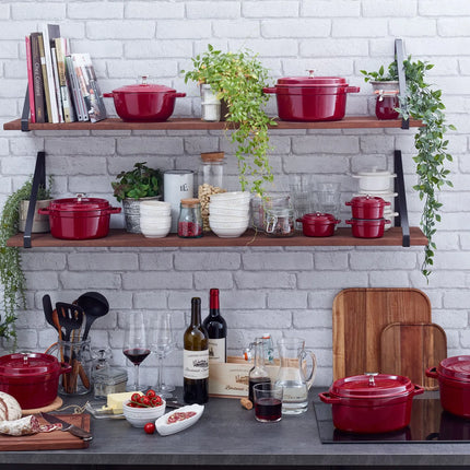 STAUB | Cocotte Round Enamelled Cast Iron Casserole Dish – Ø 260–270 mm – Bordeaux Red