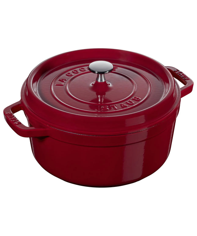 STAUB | Cocotte Round Enamelled Cast Iron Casserole Dish – Ø 280 mm – Bordeaux Red