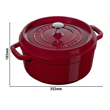 STAUB | Cocotte Round Enamelled Cast Iron Casserole Dish – Ø 280 mm – Bordeaux Red