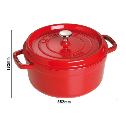 STAUB | Cocotte Round Enamelled Cast Iron Casserole Dish – Ø 280 mm – Cherry Red