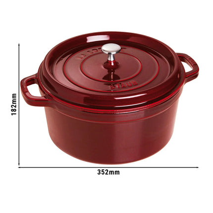 STAUB | Cocotte Round Enamelled Cast Iron Casserole Dish – Ø 280 mm – Grenadine Red