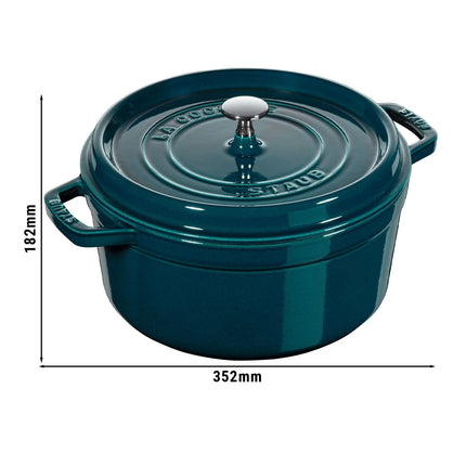 STAUB | Cocotte Round Enamelled Cast Iron Casserole Dish – Ø 280 mm – La Mer Blue