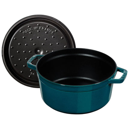 STAUB | Cocotte Round Enamelled Cast Iron Casserole Dish – Ø 280 mm – La Mer Blue