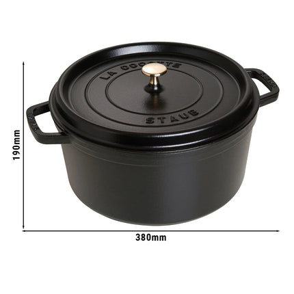 STAUB | Cocotte Round Enamelled Cast Iron Casserole Dish – Ø 300 mm – Black