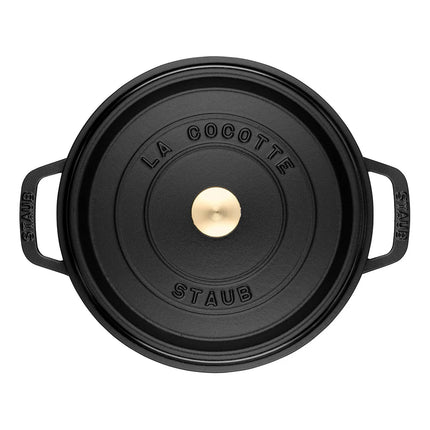 STAUB | Cocotte Round Enamelled Cast Iron Casserole Dish – Ø 300 mm – Black