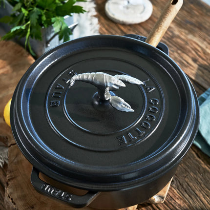STAUB | Cocotte Round Enamelled Cast Iron Casserole Dish – Ø 300 mm – Black