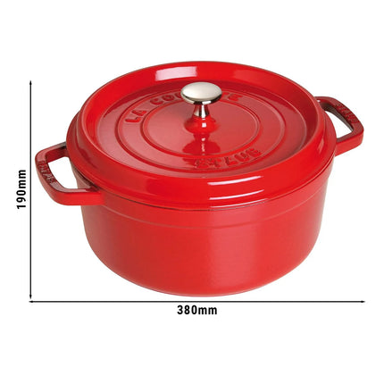 STAUB | Cocotte Round Enamelled Cast Iron Casserole Dish – Ø 300 mm – Cherry Red