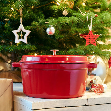 STAUB | Cocotte Round Enamelled Cast Iron Casserole Dish – Ø 300 mm – Cherry Red