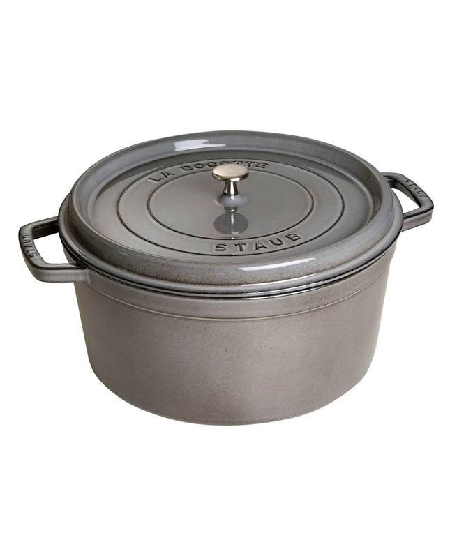 STAUB | Cocotte Round Enamelled Cast Iron Casserole Dish – Ø 340 mm – Graphite Grey
