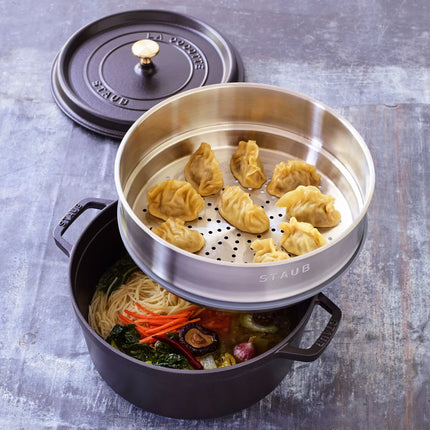 STAUB | Cocotte with Steamer Insert – Ø 240 mm – Black
