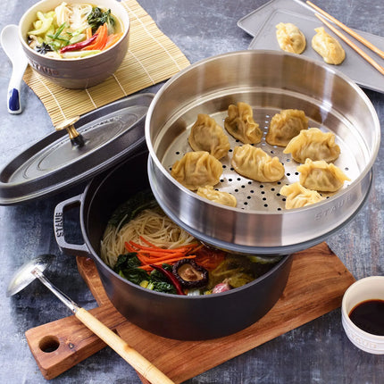 STAUB | Cocotte with Steamer Insert – Ø 240 mm – Black