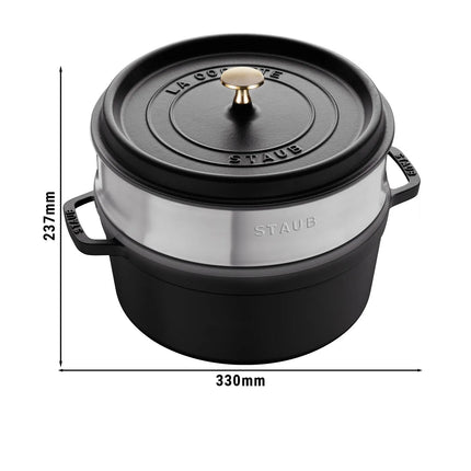 STAUB | Cocotte with Steamer Insert – Ø 260 mm – Black
