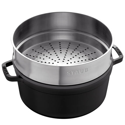 STAUB | Cocotte with Steamer Insert – Ø 260 mm – Black