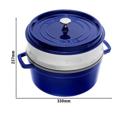 STAUB | Cocotte with Steamer Insert – Ø 260 mm – Dark Blue