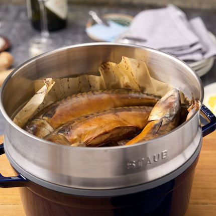 STAUB | Cocotte with Steamer Insert – Ø 260 mm – Dark Blue