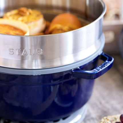 STAUB | Cocotte with Steamer Insert – Ø 260 mm – Dark Blue