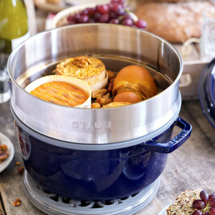 STAUB | Cocotte with Steamer Insert – Ø 260 mm – Dark Blue