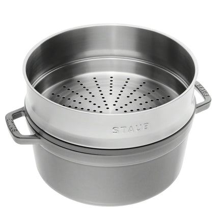 STAUB | Cocotte with Steamer Insert – Ø 260 mm – Graphite Grey