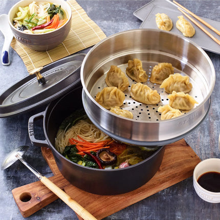 STAUB | Cocotte with Steamer Insert – Ø 260 mm – Graphite Grey