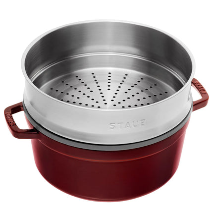 STAUB | Cocotte with Steamer Insert – Ø 260 mm – Grenadine Red