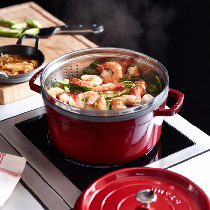 STAUB | Cocotte with Steamer Insert – Ø 260 mm – Grenadine Red