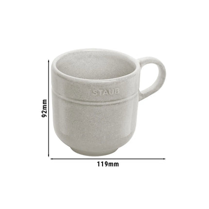 STAUB | Dining Line Ceramic Mug – 350 ml - Ergonomic Handle - White Truffle