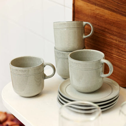 STAUB | Dining Line Ceramic Mug – 350 ml - Ergonomic Handle - White Truffle