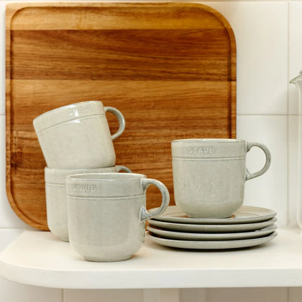 STAUB | Dining Line Ceramic Mug – 350 ml - Ergonomic Handle - White Truffle