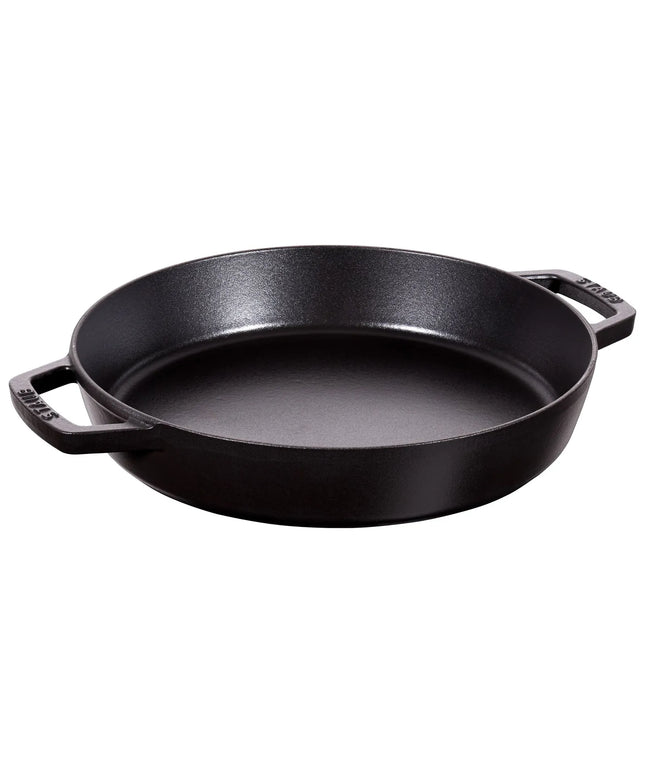 STAUB| Enameled Cast Iron Paella Pan with Side Handles – Ø 34 cm - Black, Smooth Interior, Oven/Table Ready