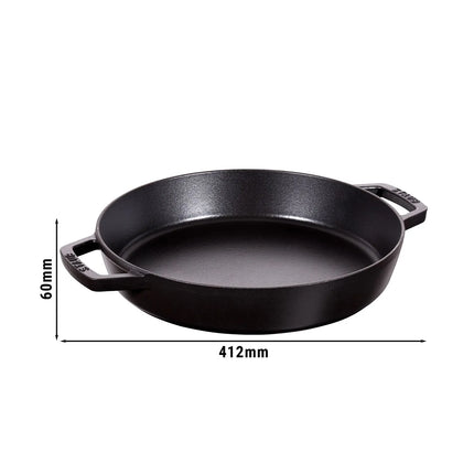 STAUB| Enameled Cast Iron Paella Pan with Side Handles – Ø 34 cm - Black, Smooth Interior, Oven/Table Ready