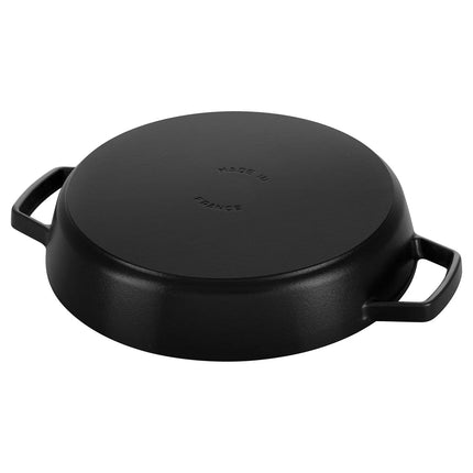 STAUB| Enameled Cast Iron Paella Pan with Side Handles – Ø 34 cm - Black, Smooth Interior, Oven/Table Ready