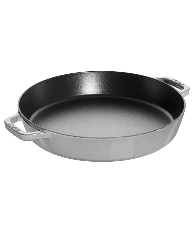 STAUB| Enameled Cast Iron Paella Pan with Side Handles – Ø 34 cm - Smooth Interior for Paella & Searing