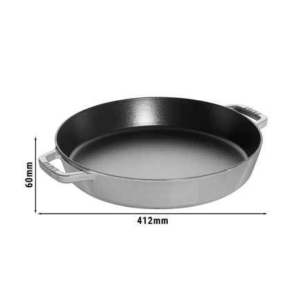 STAUB| Enameled Cast Iron Paella Pan with Side Handles – Ø 34 cm - Smooth Interior for Paella & Searing