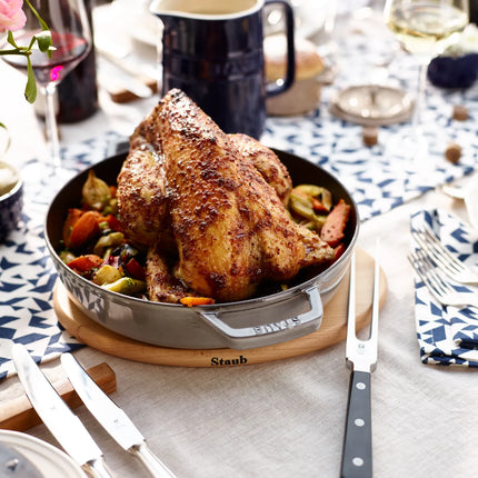 STAUB| Enameled Cast Iron Paella Pan with Side Handles – Ø 34 cm - Smooth Interior for Paella & Searing