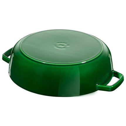STAUB | Enameled Cast Iron Round Braiser – Ø24 cm - Basil Green - Self-Basting Chistera Lid
