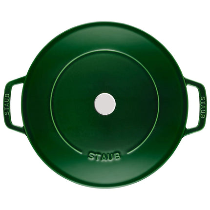 STAUB | Enameled Cast Iron Round Braiser – Ø24 cm - Basil Green - Self-Basting Chistera Lid