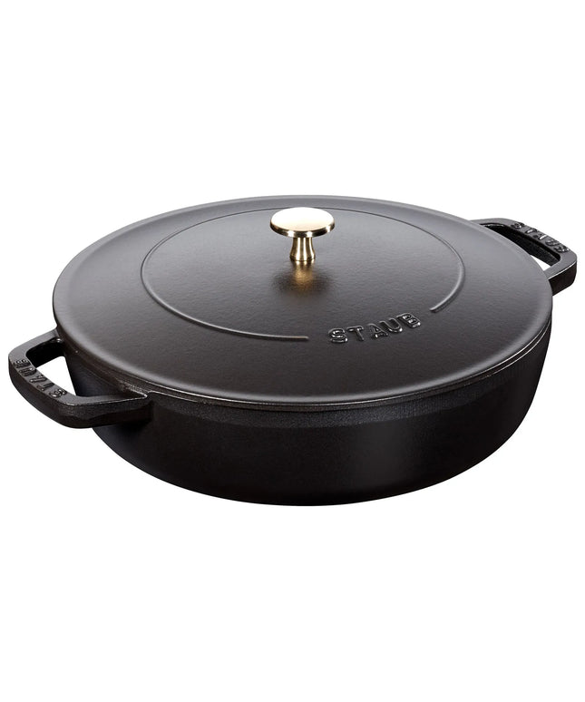 STAUB | Enameled Cast Iron Round Braiser – Ø24 cm - Black - Self-Basting Chistera Lid