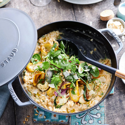STAUB | Enameled Cast Iron Round Braiser – Ø24 cm - Graphite Grey - Self-Basting Chistera Lid